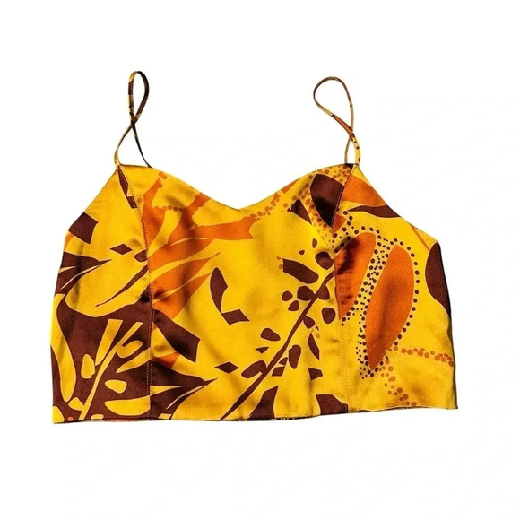 House of Harlow 1960 women's size medium ruched crop satin orange top - Picture 1 of 4